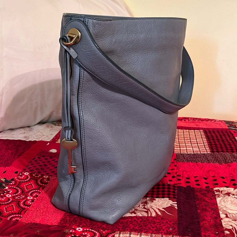 Fossil Elegant Blue Gray Leather Shoulder Bag